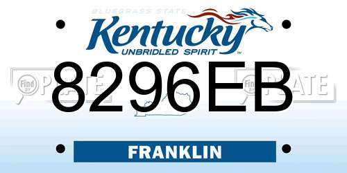 8296EB Kentucky License Plate