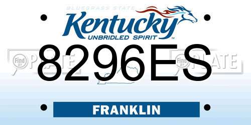 8296ES Kentucky License Plate