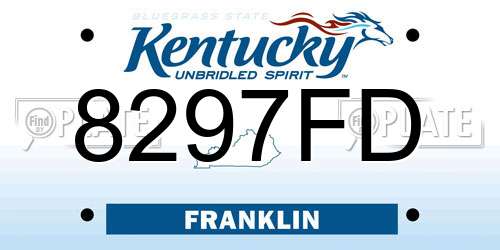 8297FD Kentucky License Plate