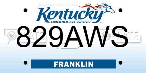 829AWS Kentucky License Plate