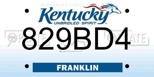 829BD4 Kentucky License Plate
