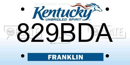 829BDA Kentucky License Plate