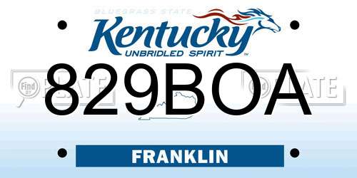 829BOA Kentucky License Plate