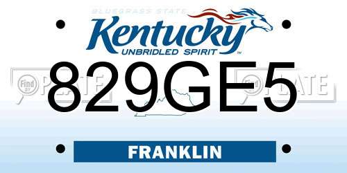 829GE5 Kentucky License Plate