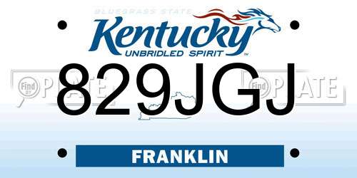 829JGJ Kentucky License Plate