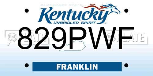 829PWF Kentucky License Plate