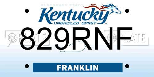 829RNF Kentucky License Plate