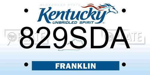 829SDA Kentucky License Plate