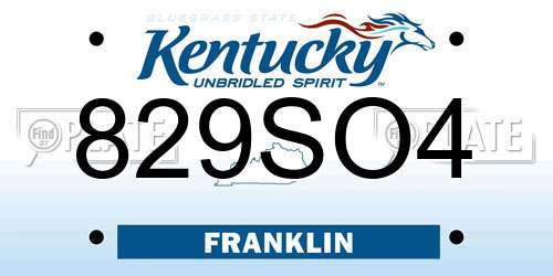 829SO4 Kentucky License Plate