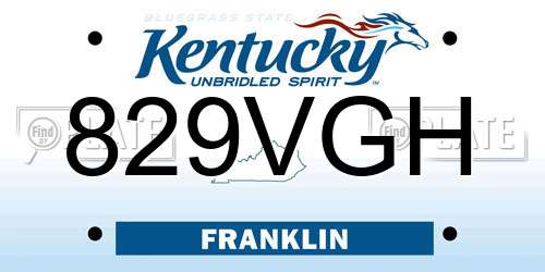 829VGH Kentucky License Plate