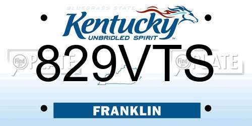 829VTS Kentucky License Plate