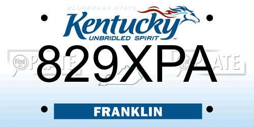 829XPA Kentucky License Plate