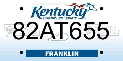 82AT655 Kentucky License Plate