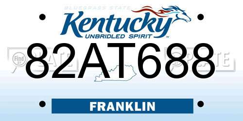 82AT688 Kentucky License Plate