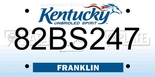 82BS247 Kentucky License Plate