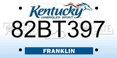 82BT397 Kentucky License Plate
