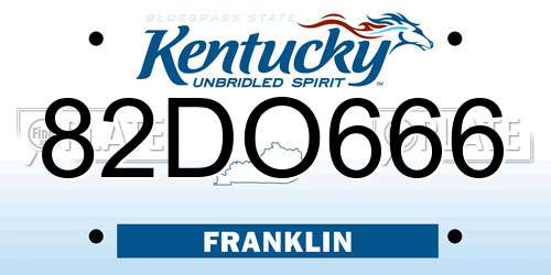 82DO666 Kentucky License Plate