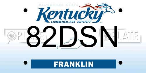82DSN Kentucky License Plate