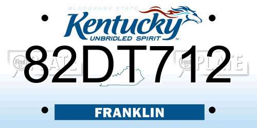 82DT712 Kentucky License Plate