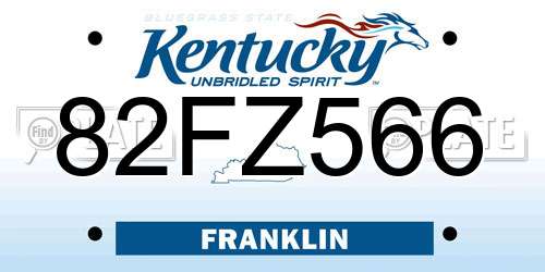 82FZ566 Kentucky License Plate