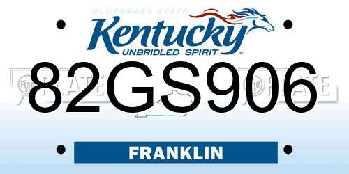 82GS906 Kentucky License Plate