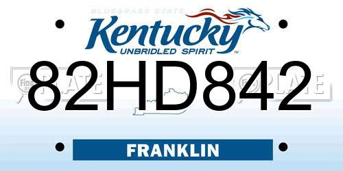 82HD842 Kentucky License Plate