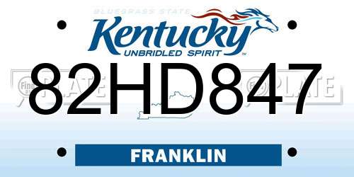 82HD847 Kentucky License Plate