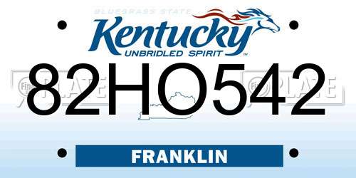 82HO542 Kentucky License Plate