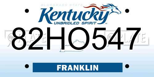 82HO547 Kentucky License Plate
