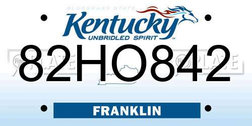 82HO842 Kentucky License Plate