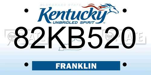 82KB520 Kentucky License Plate
