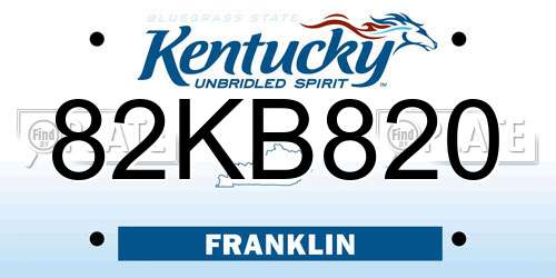 82KB820 Kentucky License Plate