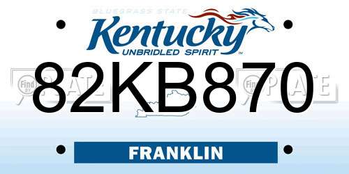 82KB870 Kentucky License Plate