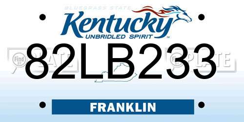 82LB233 Kentucky License Plate