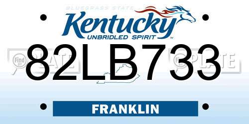 82LB733 Kentucky License Plate