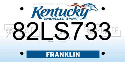 82LS733 Kentucky License Plate