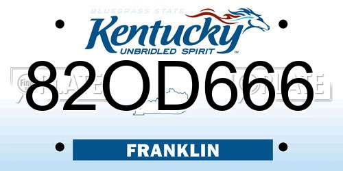 82OD666 Kentucky License Plate