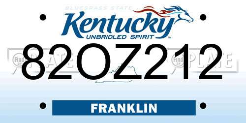82OZ212 Kentucky License Plate