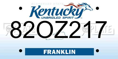 82OZ217 Kentucky License Plate
