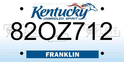 82OZ712 Kentucky License Plate