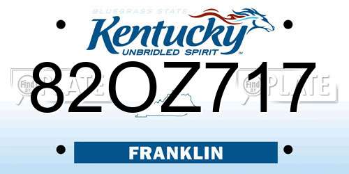 82OZ717 Kentucky License Plate