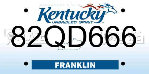 82QD666 Kentucky License Plate