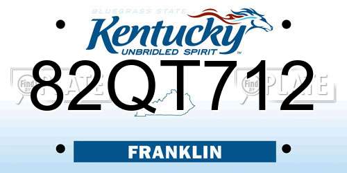82QT712 Kentucky License Plate