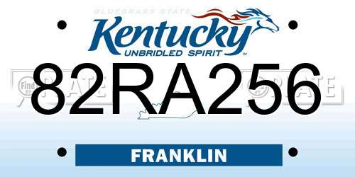 82RA256 Kentucky License Plate