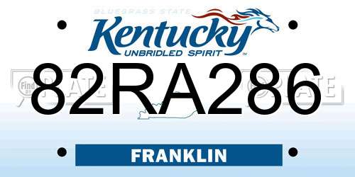 82RA286 Kentucky License Plate