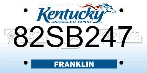 82SB247 Kentucky License Plate