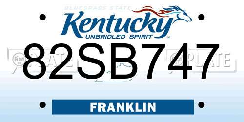 82SB747 Kentucky License Plate