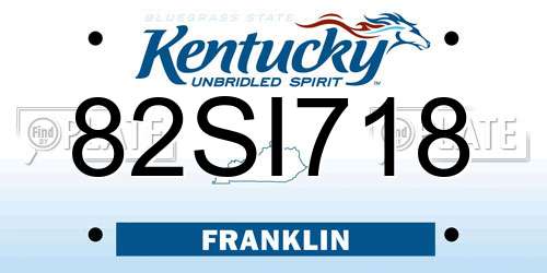 82SI718 Kentucky License Plate