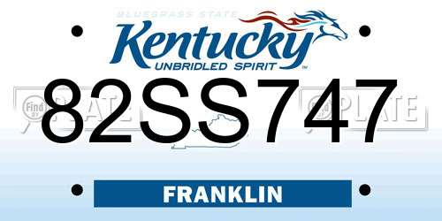 82SS747 Kentucky License Plate