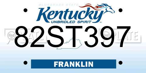 82ST397 Kentucky License Plate